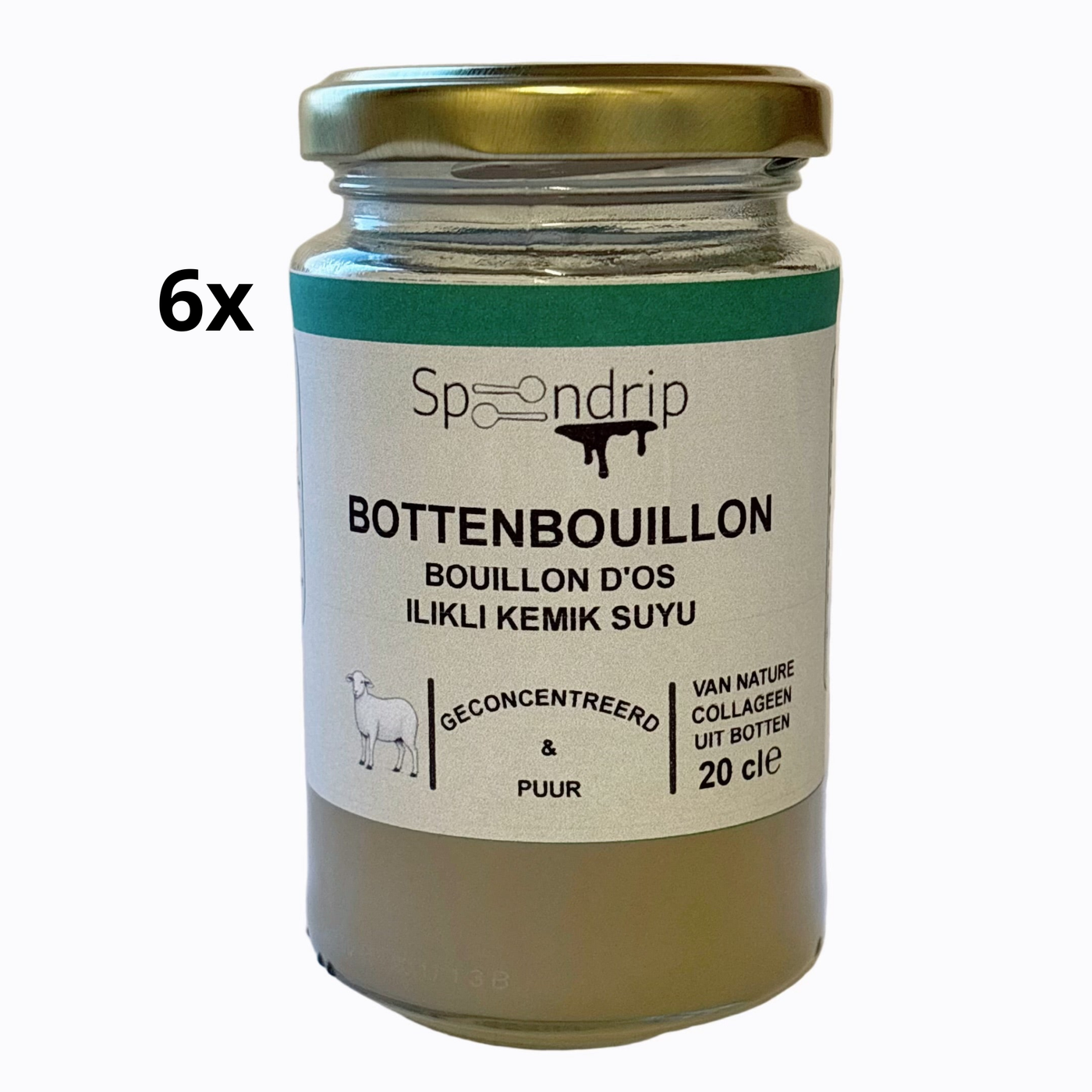 Pakketkorting 6x, Bottenbouillon lams - Bone broth - Kuzu ilikli kemik suyu - 200 mL - Halal - Geconcentreerd & Puur - Collageen